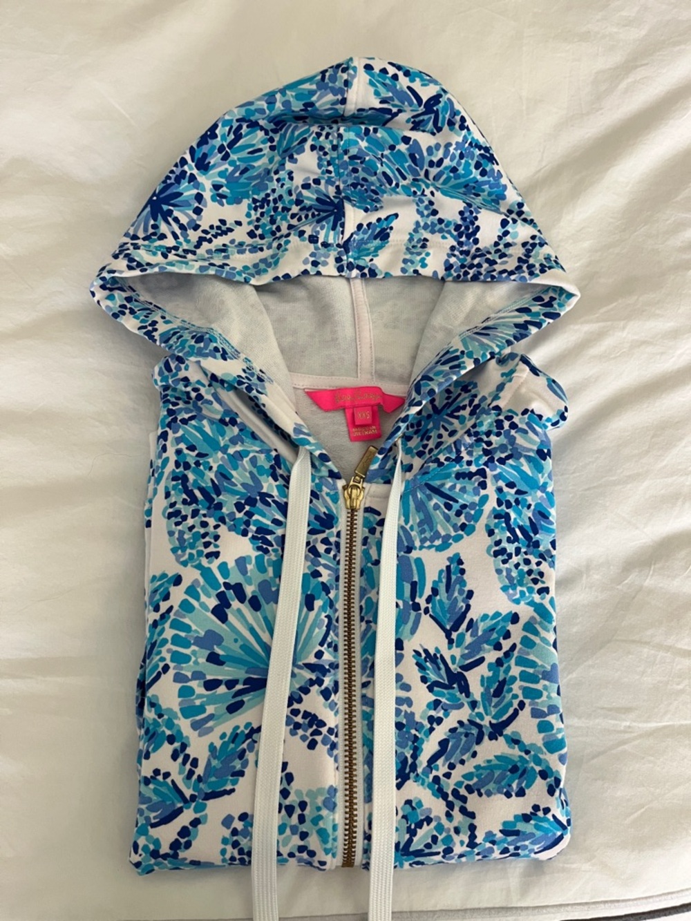 Lilly Pulitzer White, Blue & White Floral Zip Hoodie
